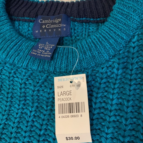 NWT Vintage Cambridge Classics Teal Sweater Chunky Knit Oversized Size Large - Picture 14 of 17
